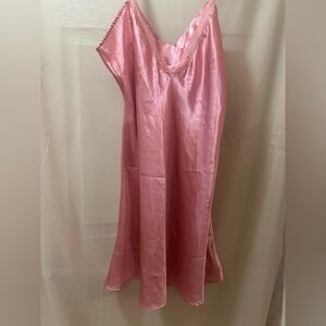 Vintage Vogue Intimates Pink Satin Lace Slip Dress Nightgown XL Retro Lingerie